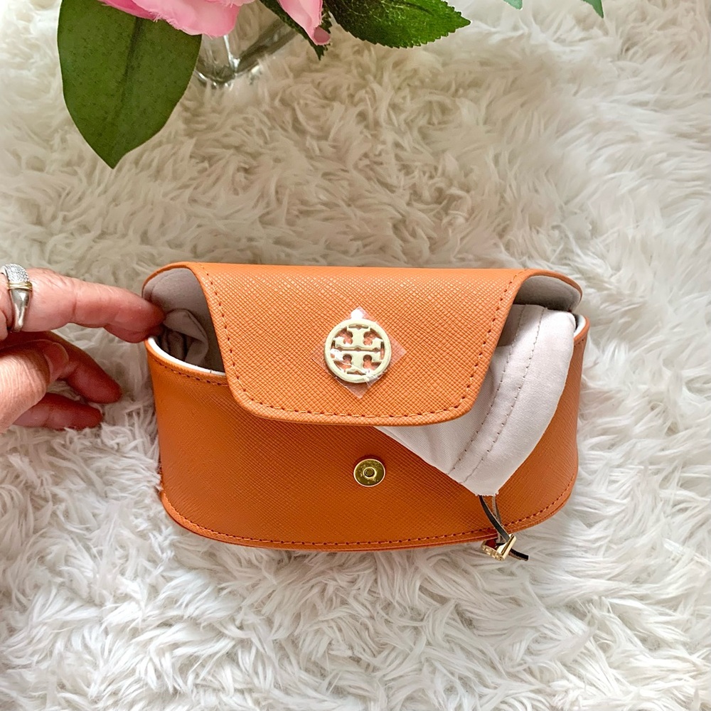 Tory Burch Orange Sunglasses Case with drawstring cloth bag